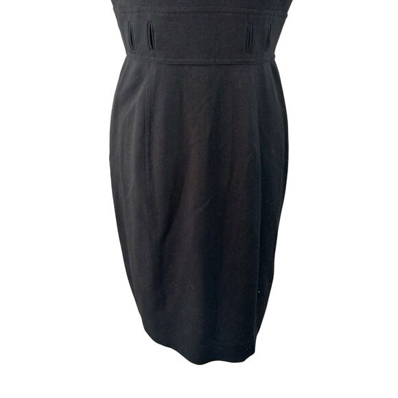 CALVIN KLEIN! LUXE BLACK BUTTON FRONT NEHRU COLLAR CAP SLEEVE DRESS! SZ S - Picture 8 of 10